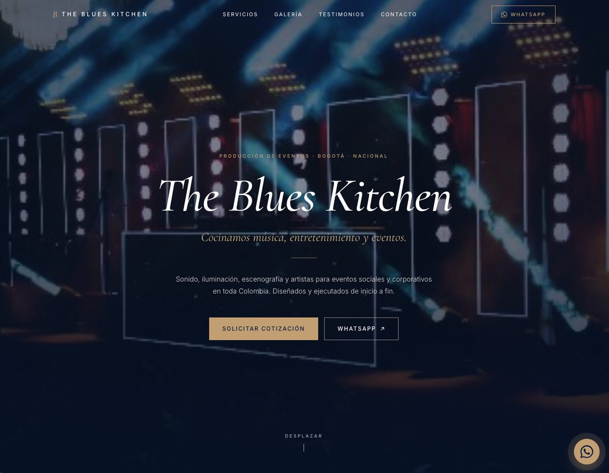 Página de ventas de Blues Kitchen