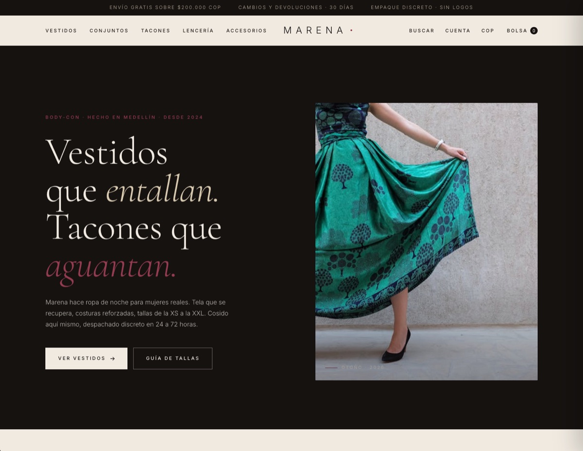 Página de ventas de Marena